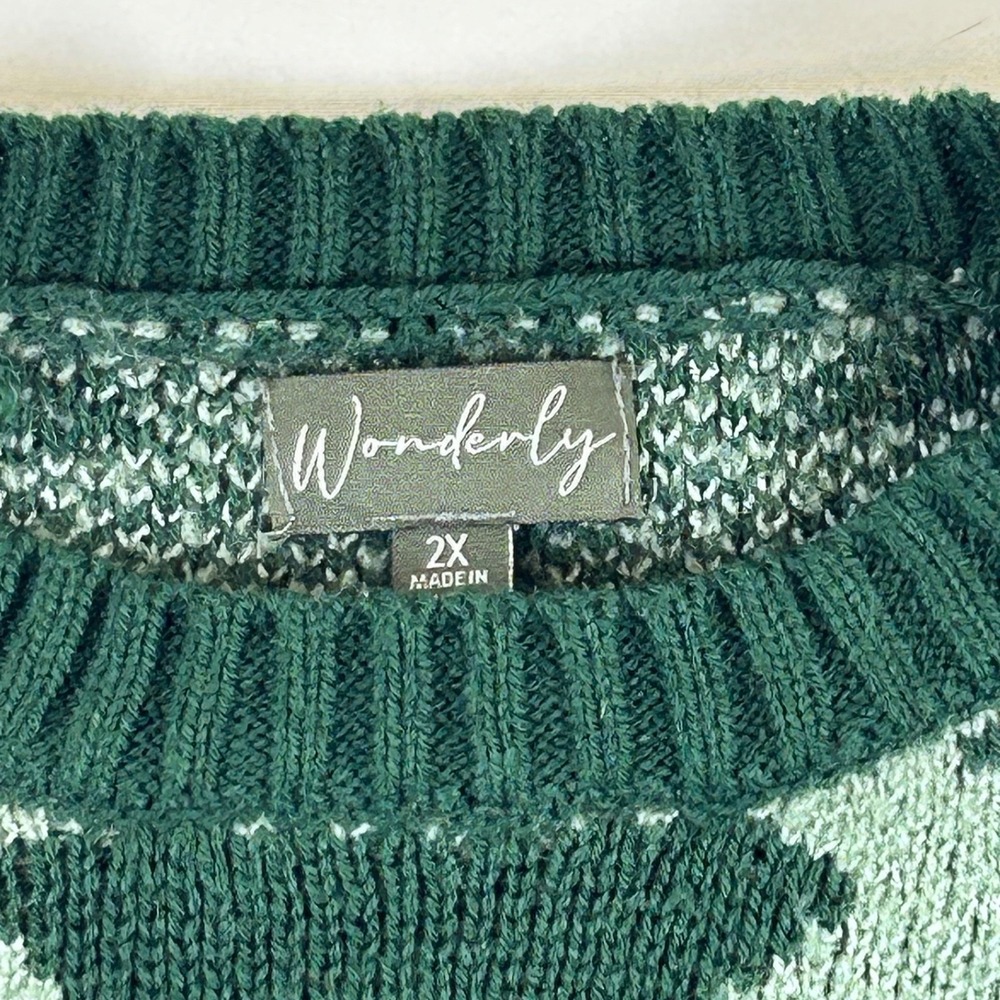 Wonderly Women's Aztec Retro Sweater‎ Green Size 2X Southwest Pattern Cabincore - Picture 3 of 10